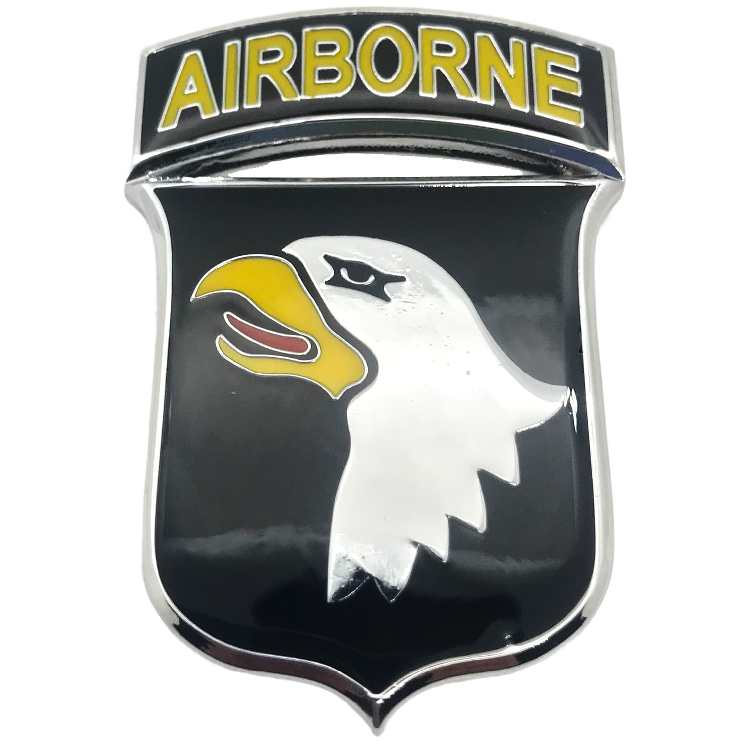101st Airborne Division Metal Auto Decal Air Assault Emblem on a white background