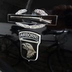 101st Airborne Division Metal Auto Emblem With Black and Chrome CIB Badge Decal