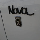 Black and Chrome 10th Mountain Division Metal Decal on White Car