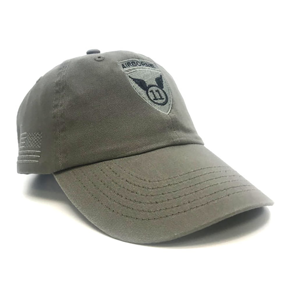 11th Airborne Division Army Embroidered Baseball Cap Olive Drab Hat with Reverse Flag