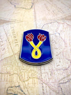 196th Infantry Brigade Metal Car Decal on a map background