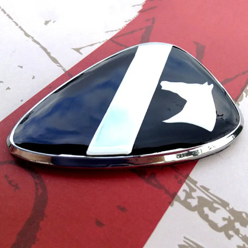 Black and Chrome 1st Cavalry Division Metal Auto Decal Pointing Left