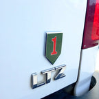 Full Color 1st Infantry Division Metal Car Emblem on Tailgate above LTZ decal