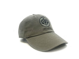 Green baseball cap with a logo on a white background