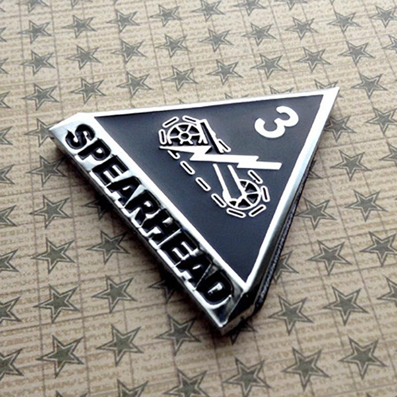 3rd Armored Division Spearhead Metal Decal on Black Star Background Facing Right