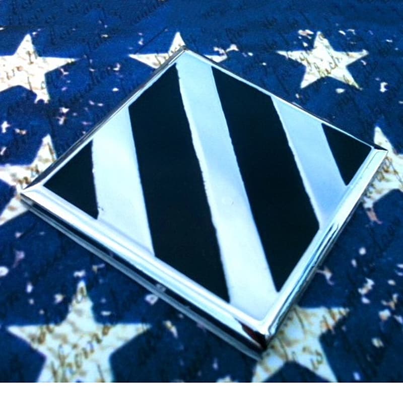 3rd Infantry Division Metal Auto Emblem  on a blue and white background with white stars