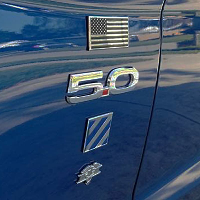 Full color 3rd Infantry Division Metal Auto Emblem On a Blue Truck Fender