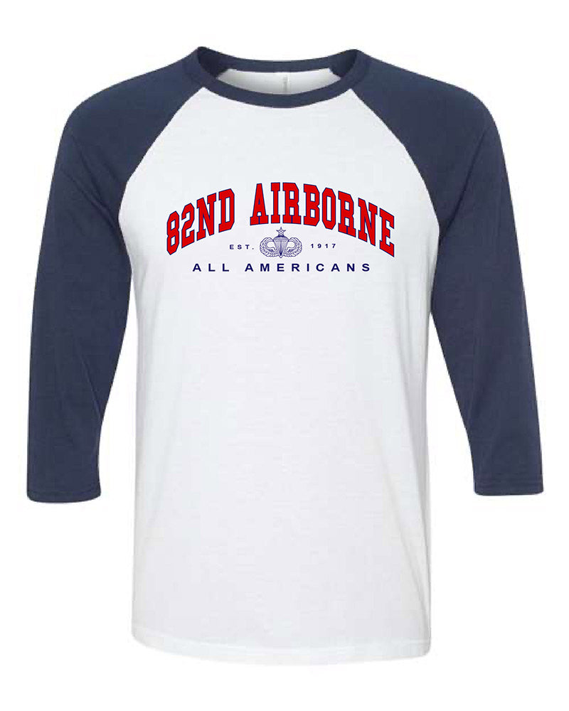 82nd Airborne Three-Quarter Sleeve Baseball Jersey