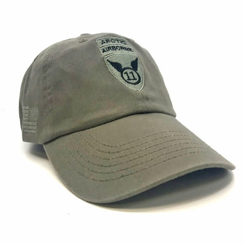 Arctic Airborne 11 OD Baseball Cap With US Flag and Skill Badges