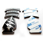 Set of Army Special Forces Metal Decal with 'Special Forces', 'Ranger', 'Airborne' text and 3M tape on a white background.