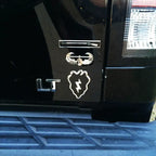 Expert Infantryman Badge Metal Decal on black truck with Air Assault Decal
