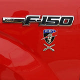 Field Artillery Branch Insignia Metal Decal On Red Truck With FIST Decal