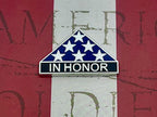 In Honor Flag Emblem on a red and white background