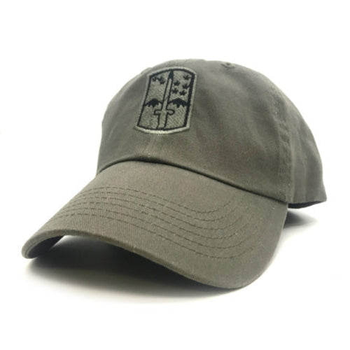 172nd Infantry Brigade OD Baseball Cap with US Flag and Skill Badge Options