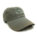 An olive drab LRRP Airborne Cap featuring an embroidered 'LRRP' patch with a jump wings emblem on the front and a small American flag patch on the side, set against a plain white background.