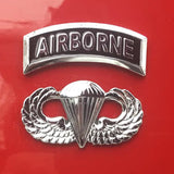 Airborne Tab and Parachutist Jump Wings Metal Decal for Trucks, SUVs, Cars and Motorcycles