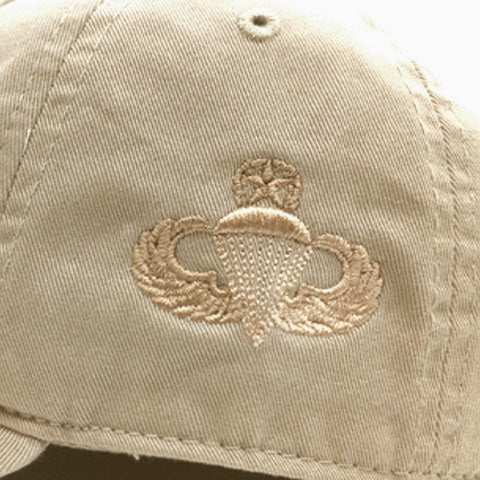 Khaki hat with embroidered Master Jump Wings Badge