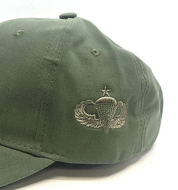 OD Green Cap with embroidered Senior Jump Wings Badge