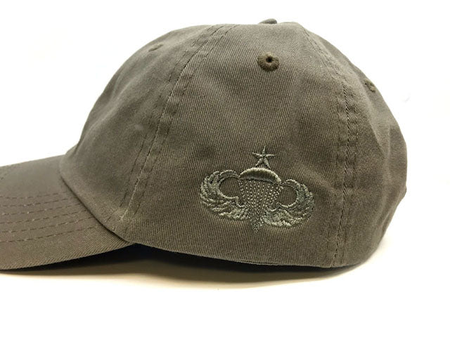 OD Cap with embroidered senior jump wings badge
