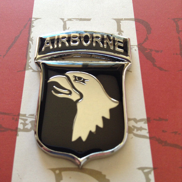 Black and Chrome 101st Airborne Division Metal Auto Emblem