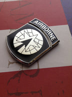 16th Military Police MP Brigade Metal Decal Black and Chrome Left Angle