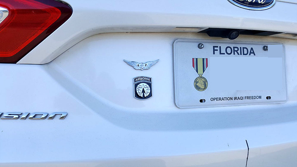 16th Military Police MP Brigade Metal Decal on the rear of a car
