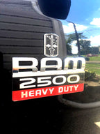 172nd Infantry Brigade Metal Car Emblem on a black Ram truck