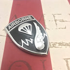 Black and Chrome 187th Infantry Regiment (Airborne) Metal Car Emblem Decal facing to the right