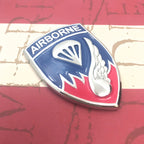 187th Infantry Regiment Airborne Metal Decal on red and white background