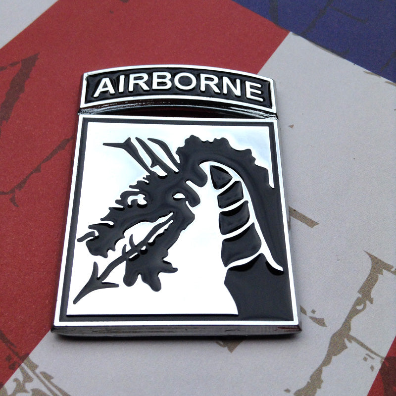 Black and Chrome XVIII Airborne Corps Metal Decal