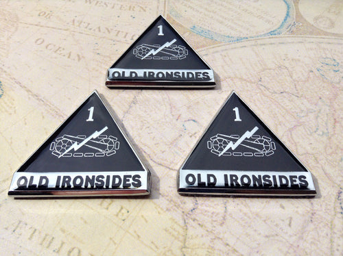 Black and Chrome 1st Armored Division Old Ironsides Metal Decal Set of 3