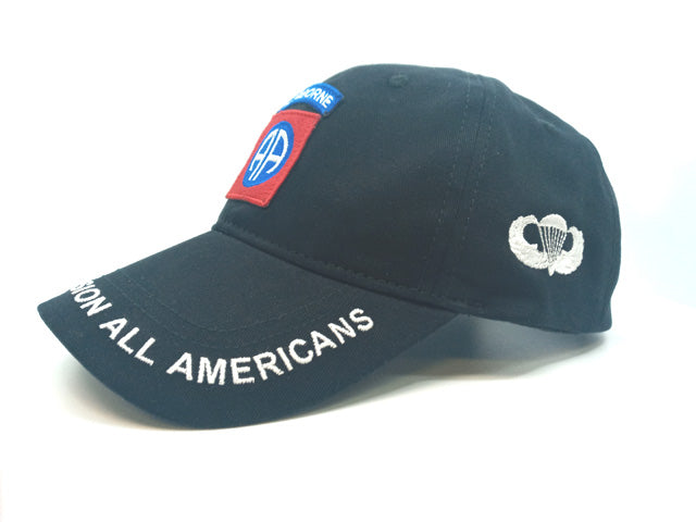 82 Airborne Division in Black with White Embroidered Jump Wings