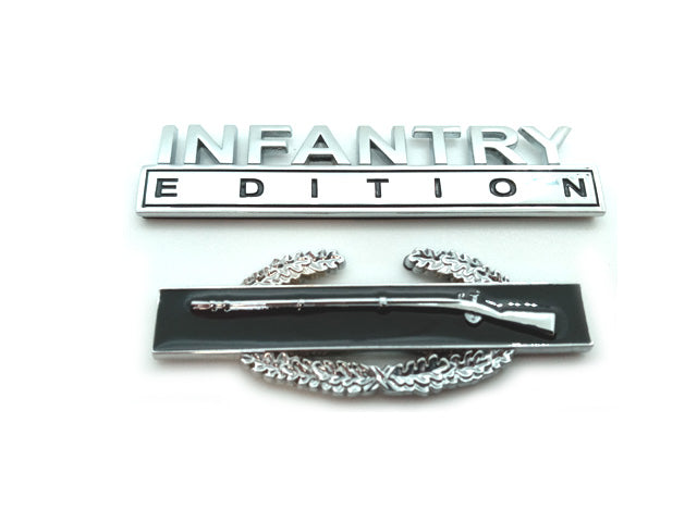 Infantry Edition Metal Emblem With Black and Chrome CIB