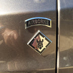 20th Engineer Brigade Metal Auto Emblem on a silver car door