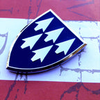 AAMDC Metal Decal on a red and white background