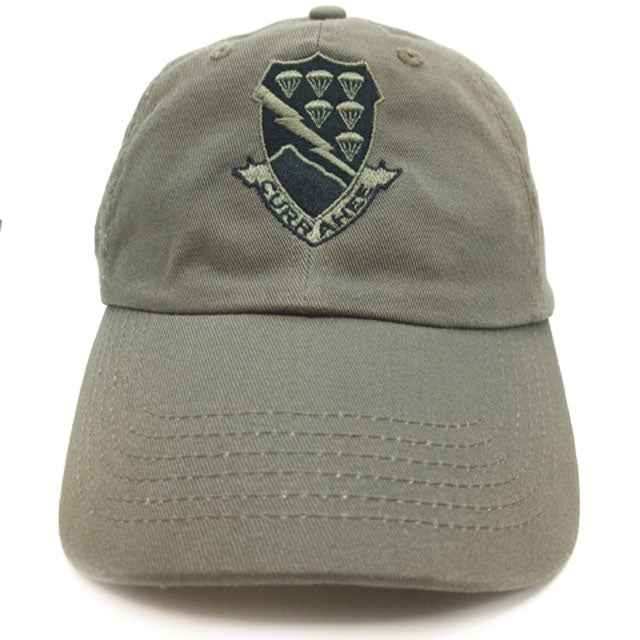 506th AIR Currahee Embroidered OD Green Hat Facing Forward
