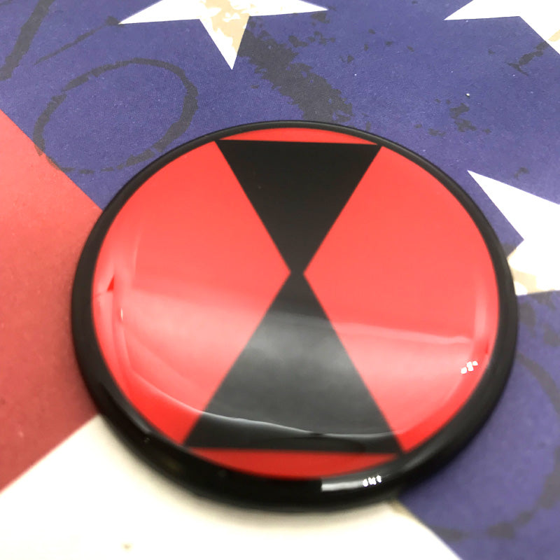 Full Color 7th Infantry Division Light Fighters Metal Auto Emblem on American Flag Background