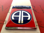Full Color 82nd Airborne Division Metal Decal on a red and white background