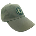 Green cap with a logo on a white background