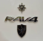 US Army Security Agency Metal Decal under RAV4 decal, on a white rear hatch door