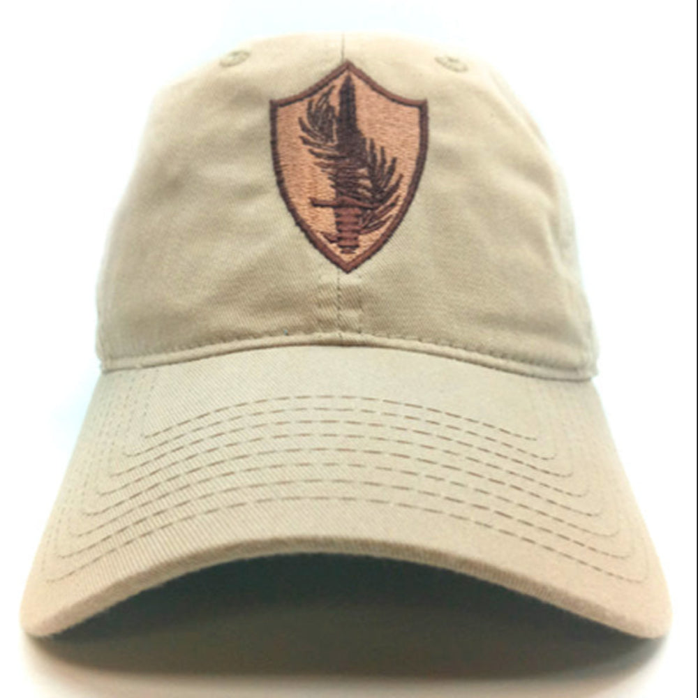 USCENTCOM Beige cap with a brown embroidered crest on a white background