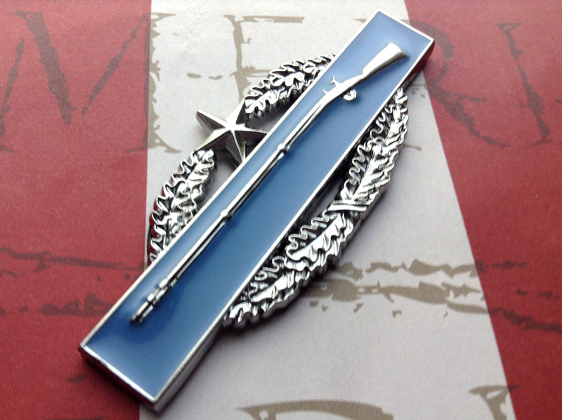 Full Color Blue and Chrome Combat Infantryman Badge 2nd Award CAB Metal Decal Slanted