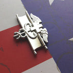 EFMB Metal Car Emblem on a Red White and Blue Background
