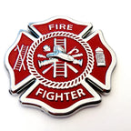 Firefighter Maltese Cross Metal Car Decal
