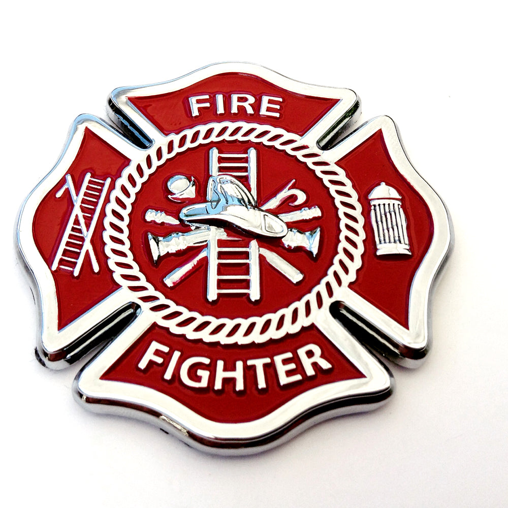 Firefighter Maltese Cross Metal Car Decal