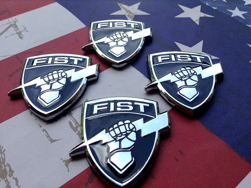 Set of 4 Chrome and Black Fist Decals