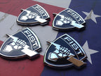 Set of 4 Black and Chrome Fire Support Team FIST Metal Decals