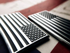 Black Chrome U.S. Flag Military Car Emblem Zoom on Stars Set of 2