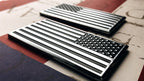 Black Chrome U.S. Flag Military Car Emblem Set of 2, One Forward and One Reverse