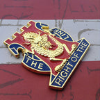 14th Infantry Regiment Metal Car Emblem Golden Dragons Decal Slanted to the right